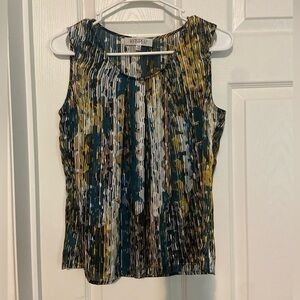 Kasper Tank Top Shirt Shell Cami Multicolor Green Snakeskin Sz pm Watercolor GUC